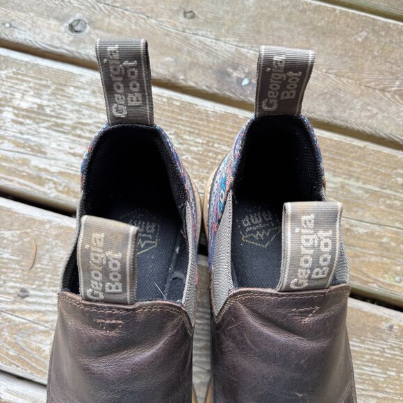 Georgia Boot Brown Leather and Blue Print Romeo Shoe GB00460 in Women's 10M - Picture 8 of 11